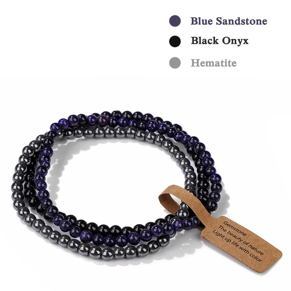 Set Bracciali Pietre Naturali Verdi – Moss Agate & Onyx 3 Pezzi