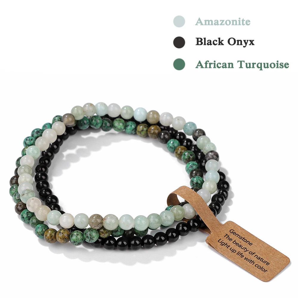 Set Bracciali Pietre Naturali Verdi – Moss Agate & Onyx 3 Pezzi