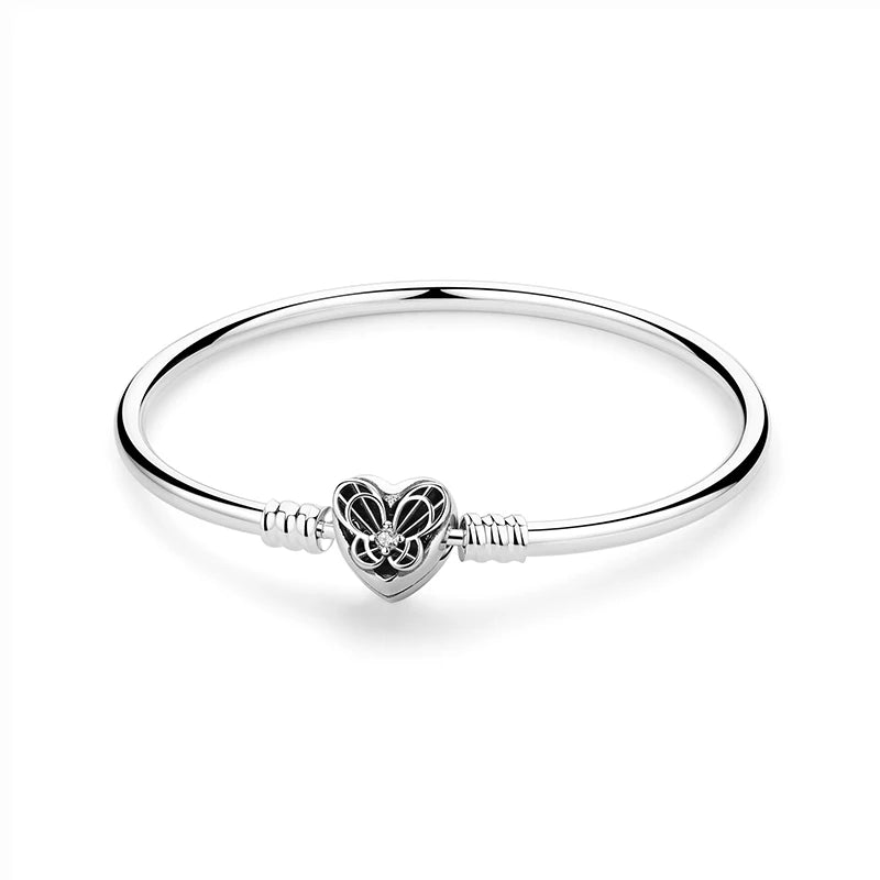 Bracciale 925 Sterling Silver – Snake Chain con Charm Cuore