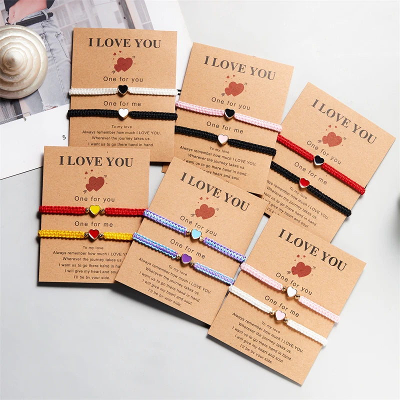 Bracciali Coppia Intrecciati – Cuore Romantico Bianco & Nero