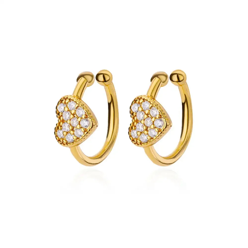 Orecchini Cuore Zircone Cavi in Acciaio Inossidabile Oro | Eleganti & Romantici