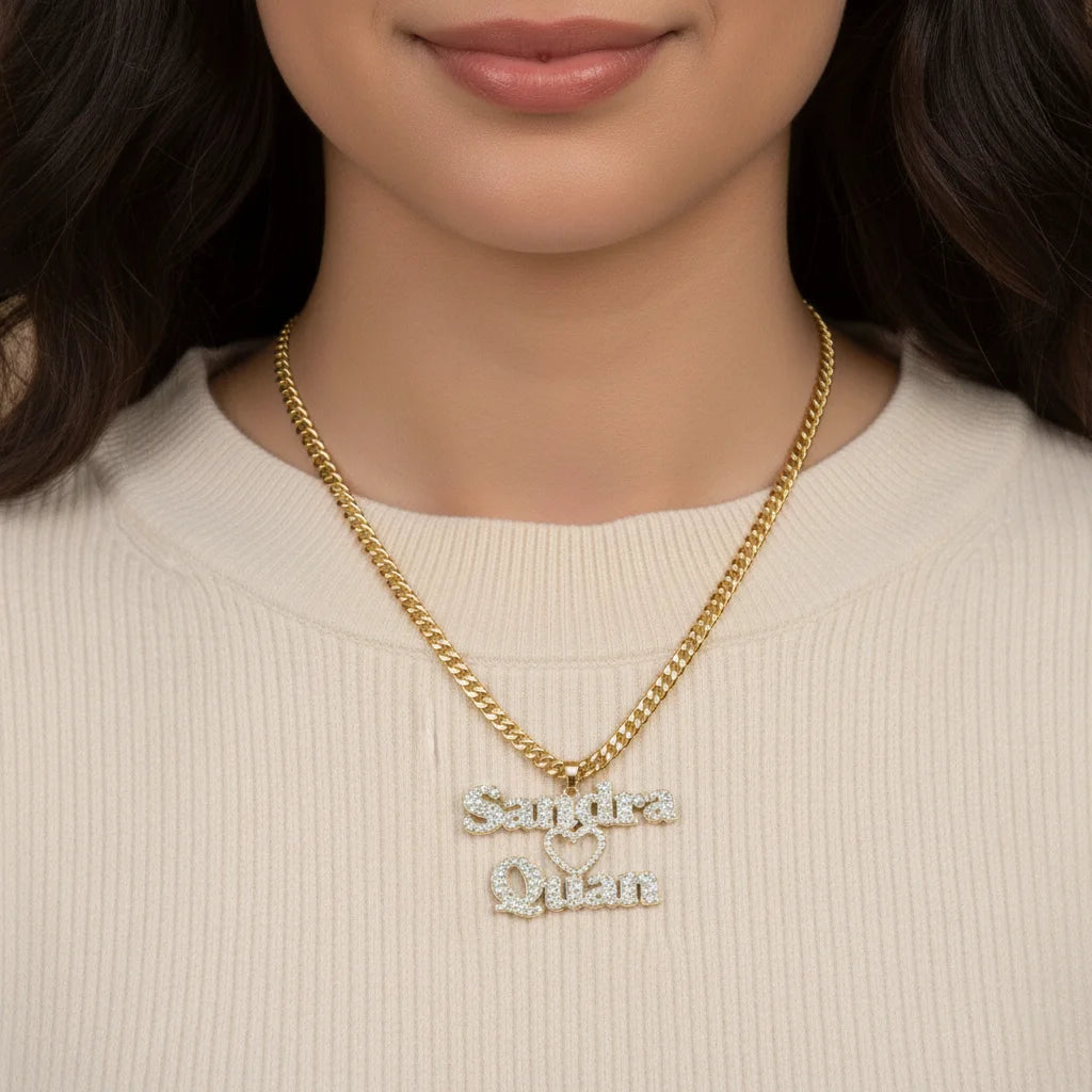 Collana Personalizzata Doppio Nome con Cuore | Zirconi Premium 2025