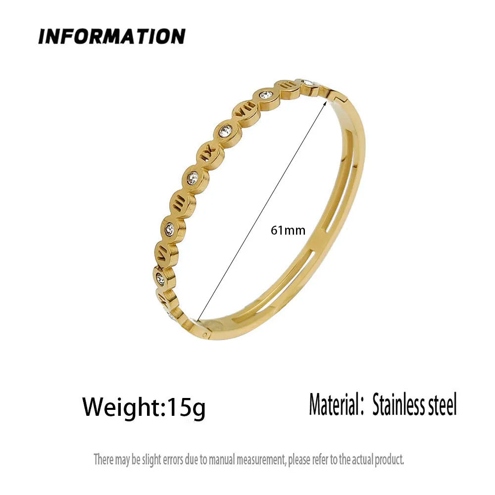 Bracciale Donna Numeri Romani – Zirconi & Acciaio Dorato Waterproof