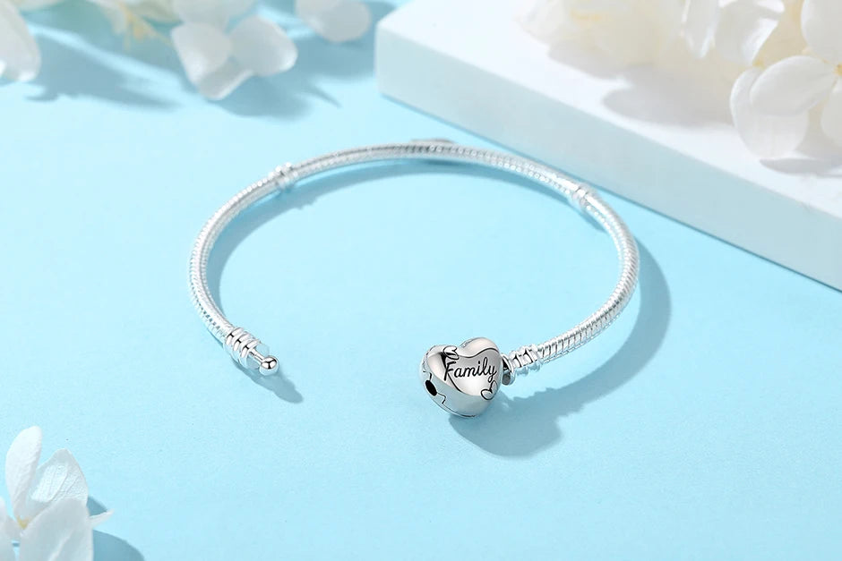 Bracciale 925 Sterling Silver – Snake Chain con Charm Cuore