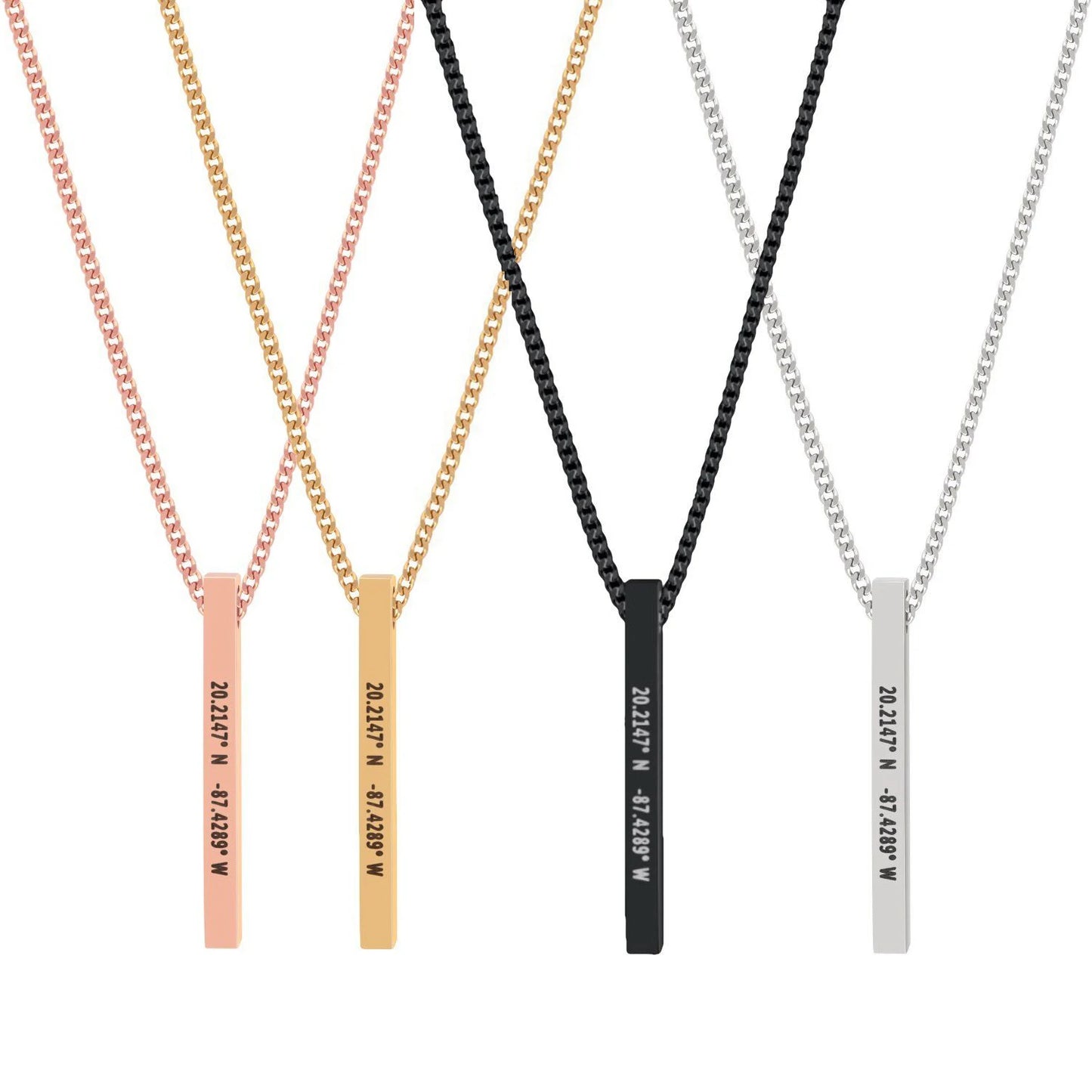 Collana Barra Personalizzata • Nome / Data / Coordinate Incise • Acciaio Inossidabile Unisex | LoveDrop™ Italia