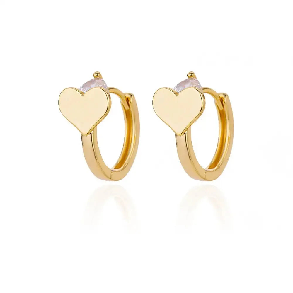 Orecchini Cuore Zircone Cavi in Acciaio Inossidabile Oro | Eleganti & Romantici