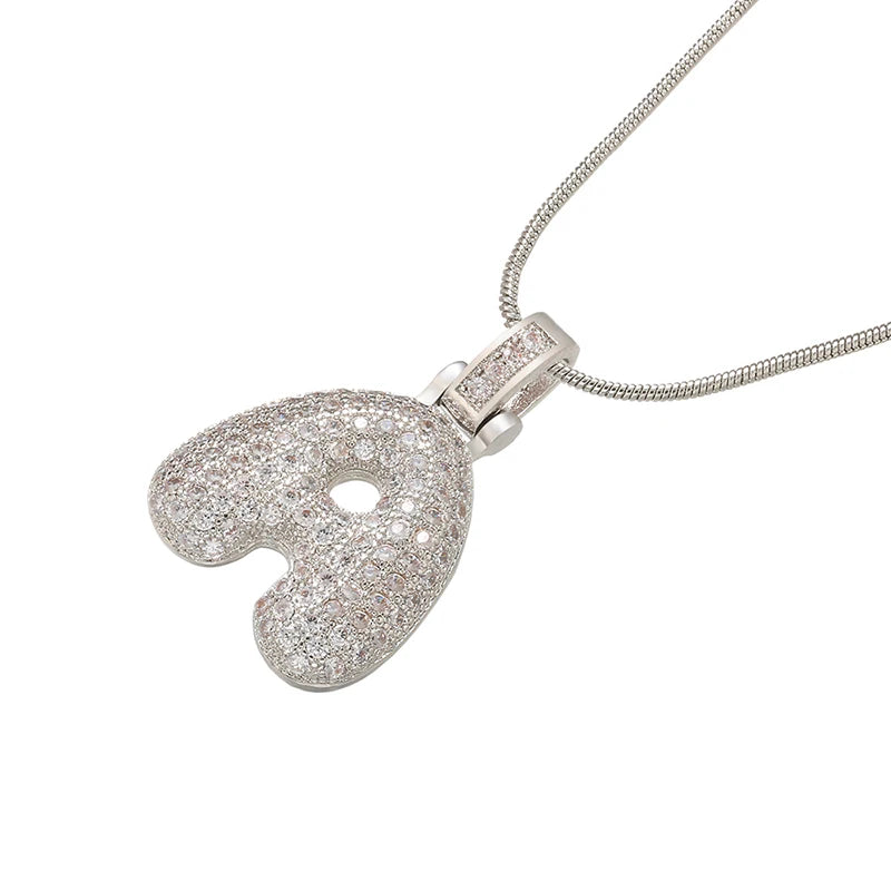 Collana Iniziale Bubble con Zirconi CZ • Silver Color • Lettera A–Z • Eleganza Personalizzata | LoveDrop™ Italia