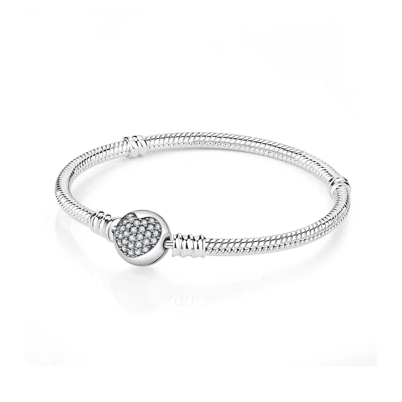 Bracciale 925 Sterling Silver – Snake Chain con Charm Cuore