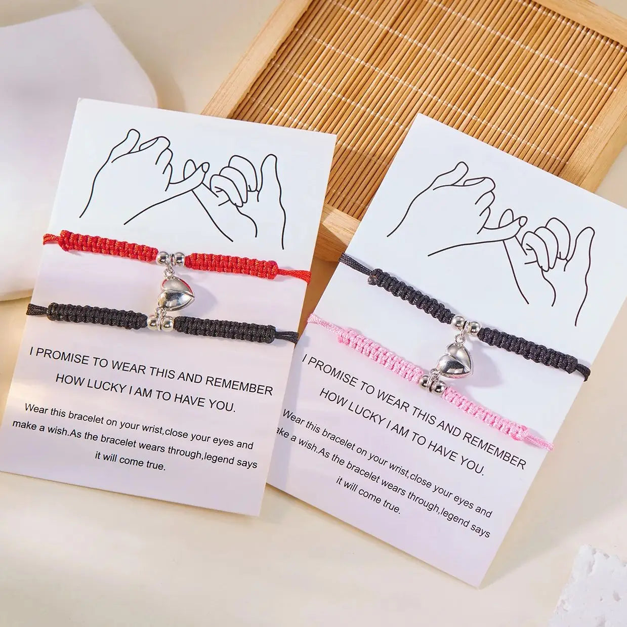 Bracciali Portafortuna Rossi – Cuore Magnetico Intrecciato Coppia