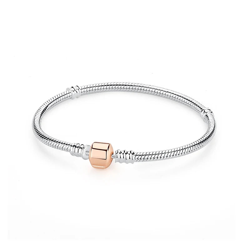 Bracciale 925 Sterling Silver – Snake Chain con Charm Cuore