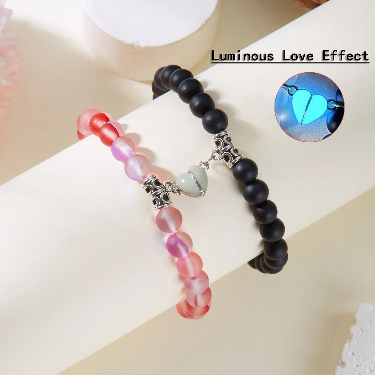 Bracciale di Coppia Magnetico Luminoso – Cuore che Brilla