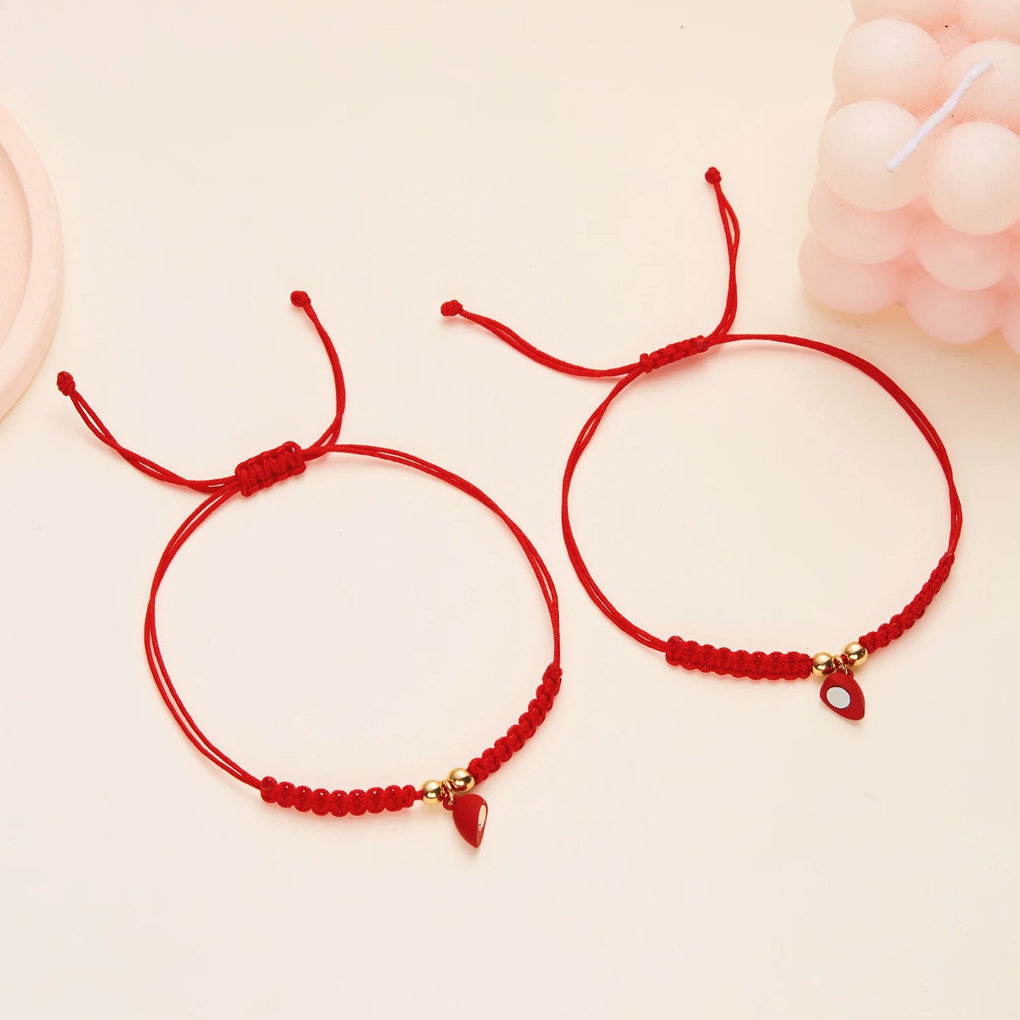 Bracciali Portafortuna Rossi – Cuore Magnetico Intrecciato Coppia