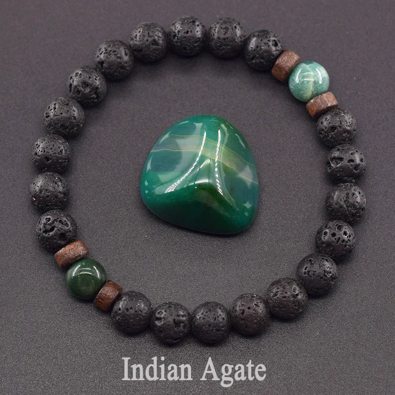 Bracciale Occhio di Tigre & Lava Naturale – Elastico Energia Uomo/Donna