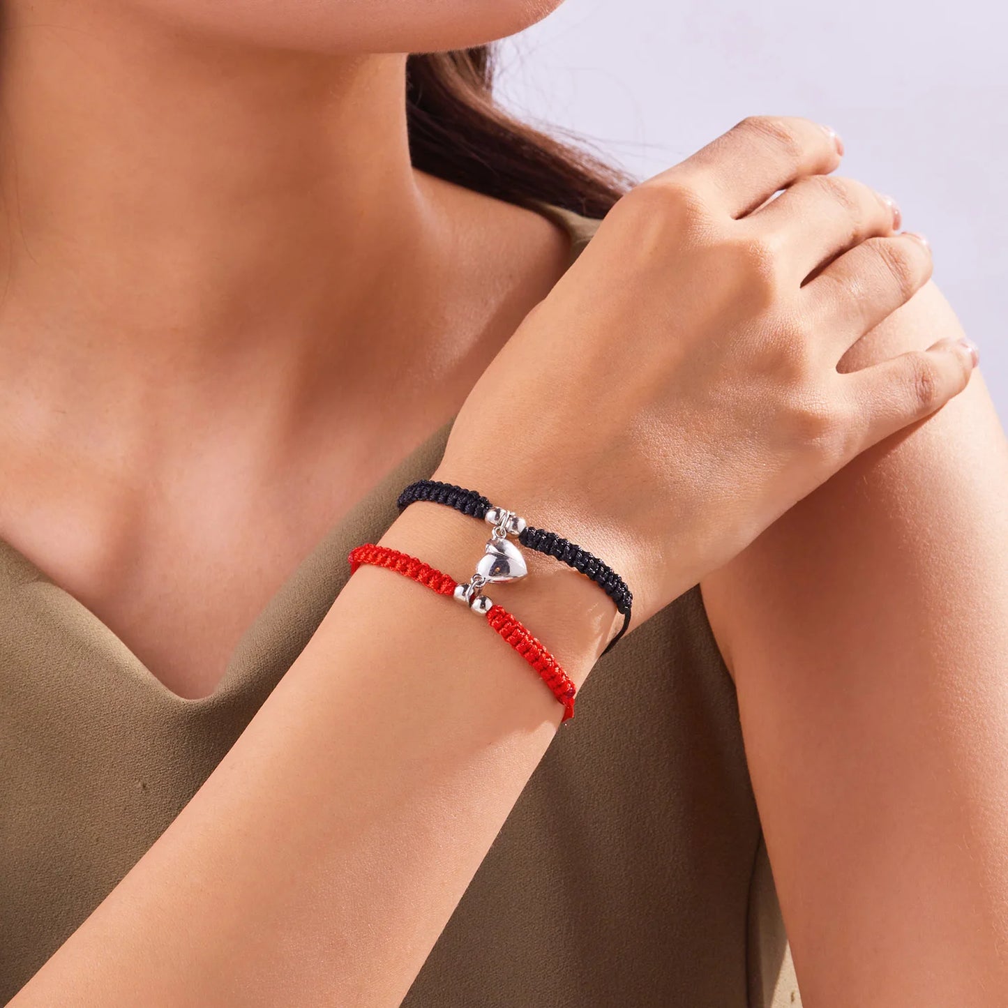 Bracciali Portafortuna Rossi – Cuore Magnetico Intrecciato Coppia