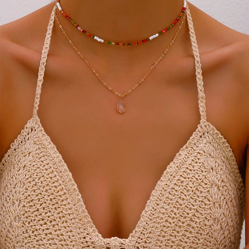 Collana Bohemia Multistrato Handmade • Perline Colorate & Cristallo • Stile Estivo Fashion | LoveDrop™ Italia