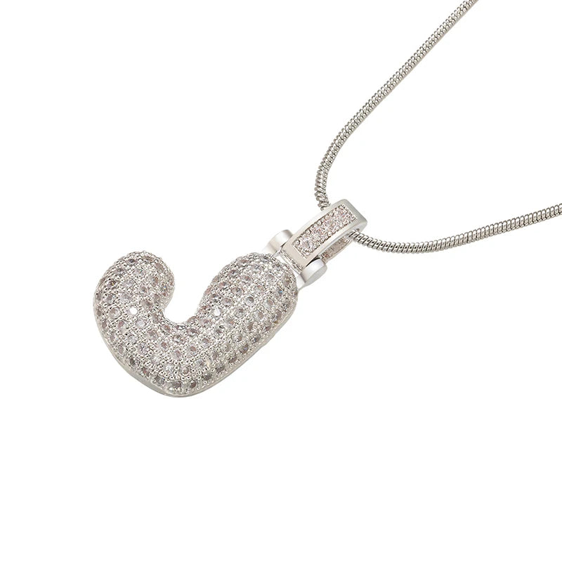 Collana Iniziale Bubble con Zirconi CZ • Silver Color • Lettera A–Z • Eleganza Personalizzata | LoveDrop™ Italia