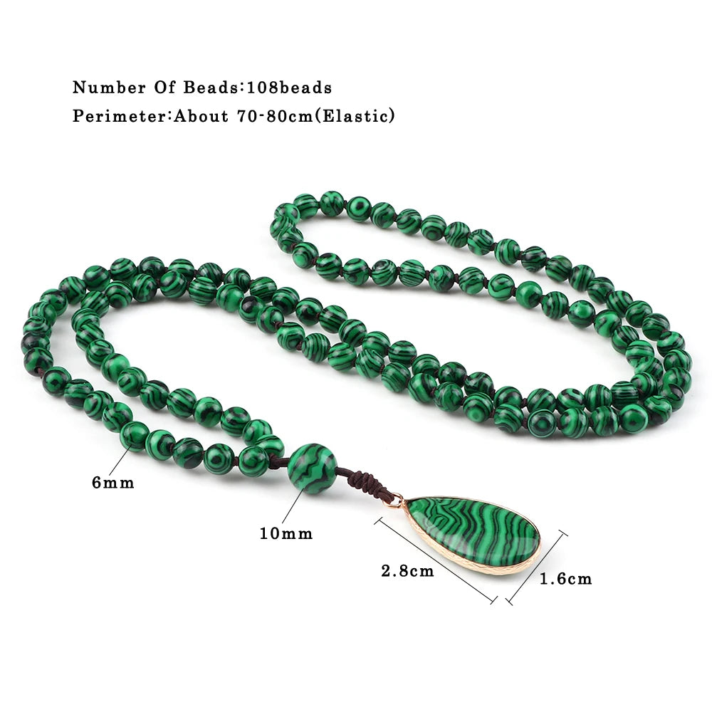 Mala 108 Perle Malachite Naturale • Collana & Bracciale Yoga Unisex | LoveDrop™ Italia