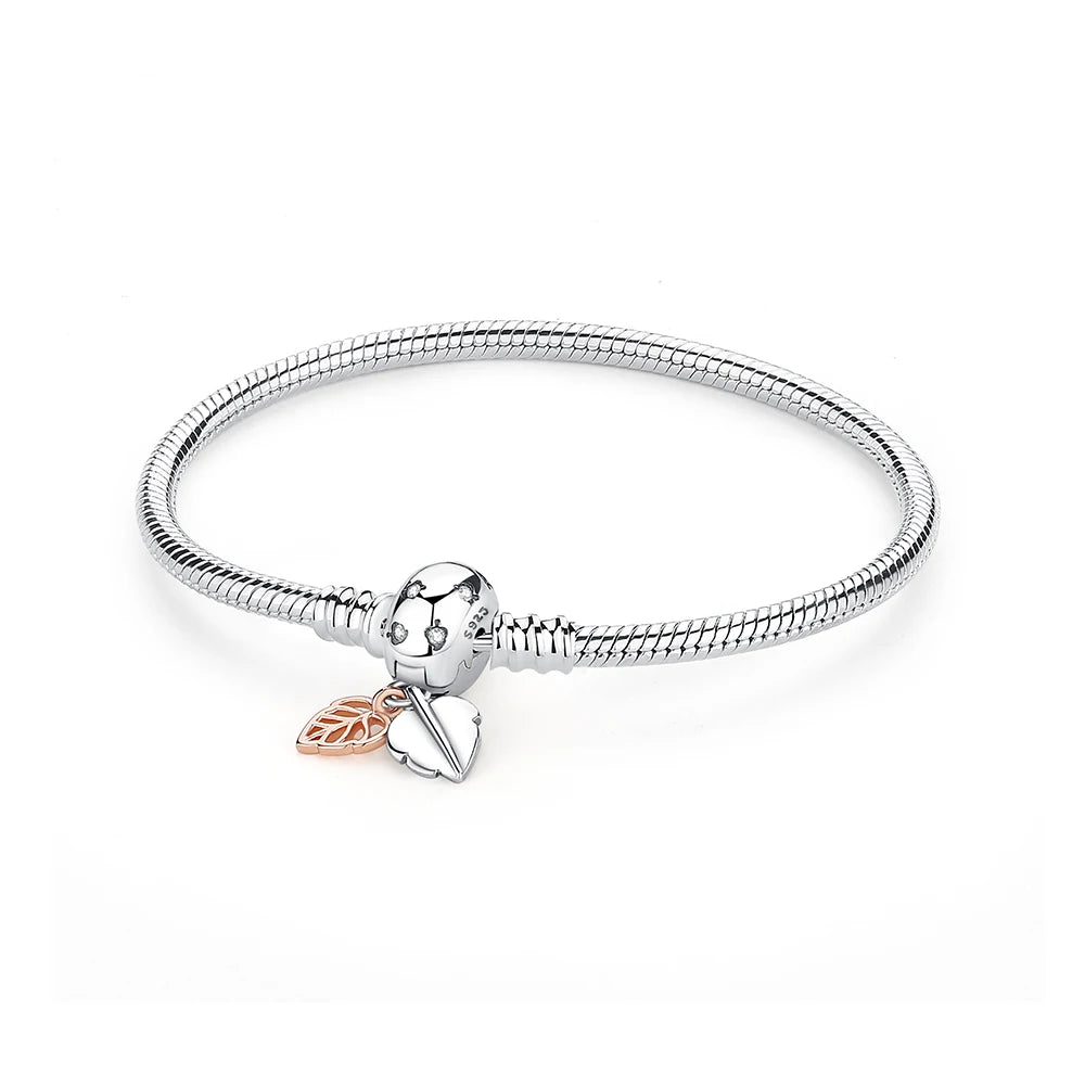 Bracciale 925 Sterling Silver – Snake Chain con Charm Cuore