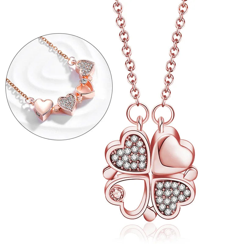 Collana Magnetica Cuore & Quadrifoglio in Acciaio 316L | LoveDrop