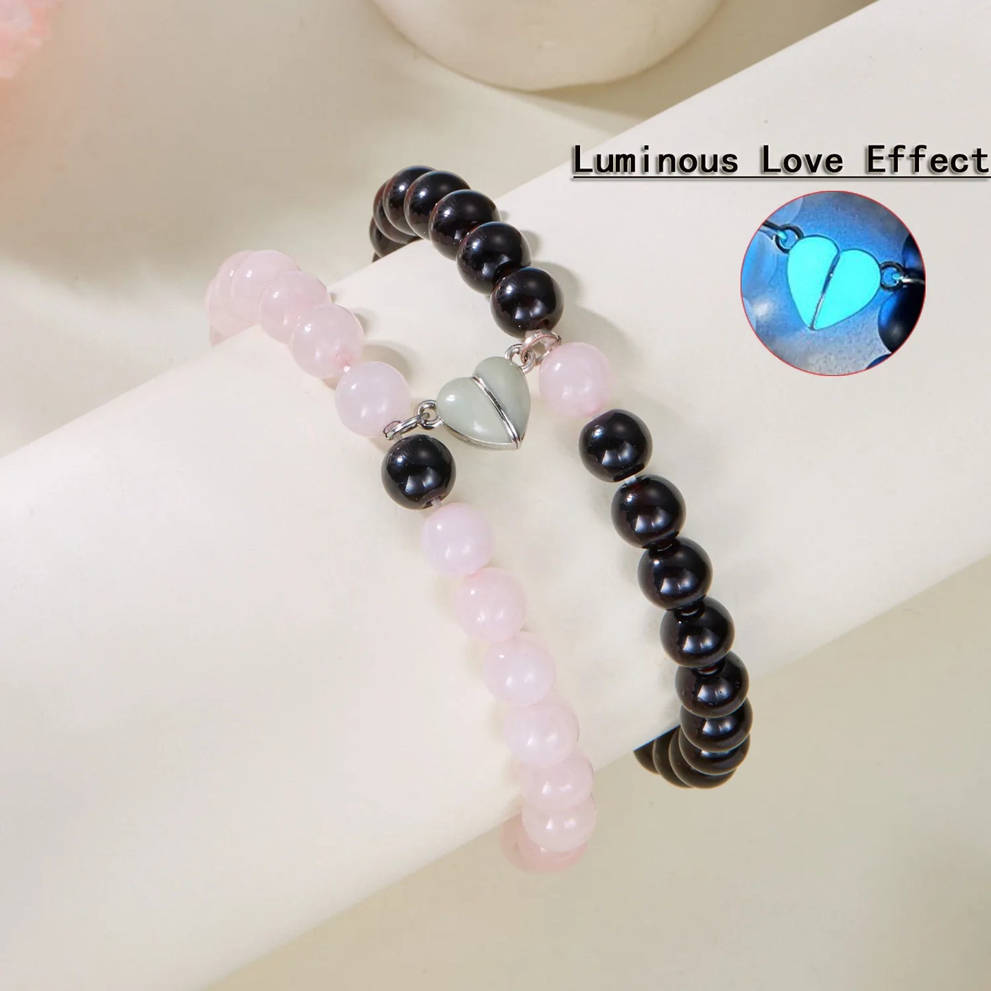 Bracciale di Coppia Magnetico Luminoso – Cuore che Brilla