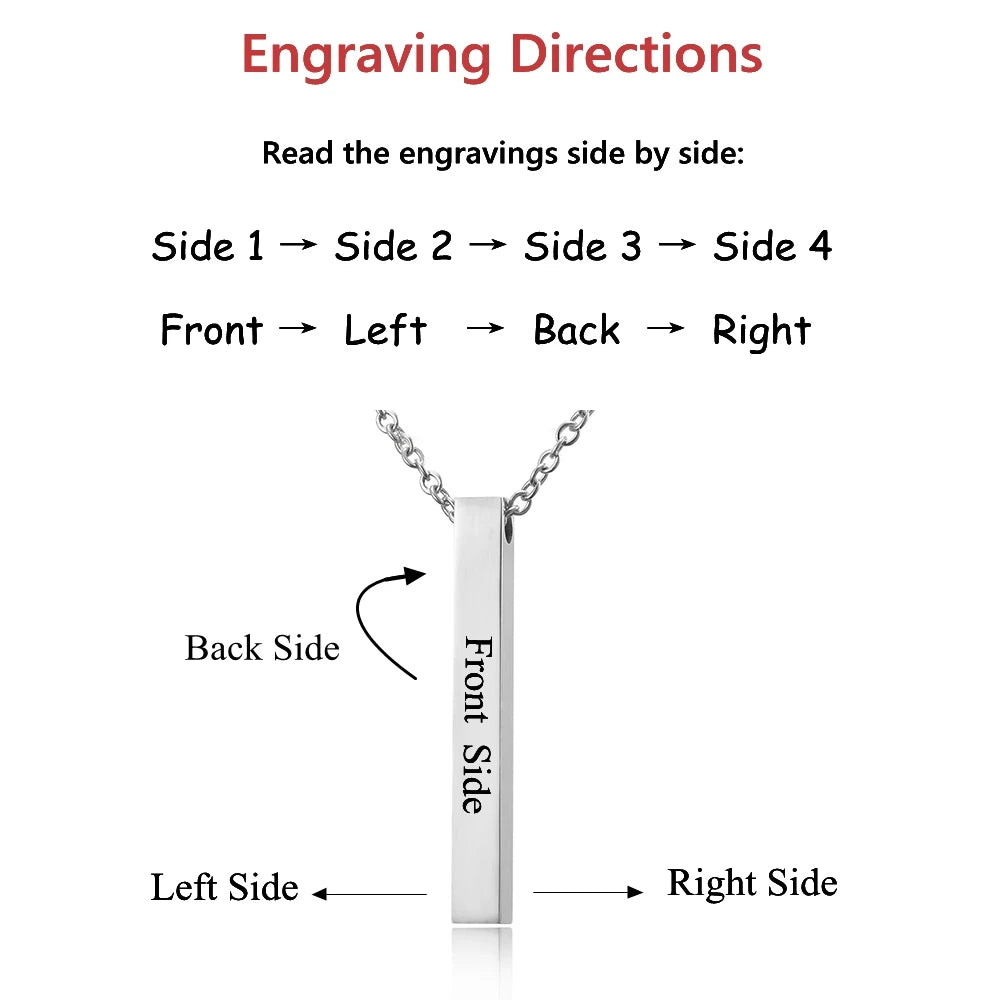 Collana Barra Personalizzata • Nome / Data / Coordinate Incise • Acciaio Inossidabile Unisex | LoveDrop™ Italia