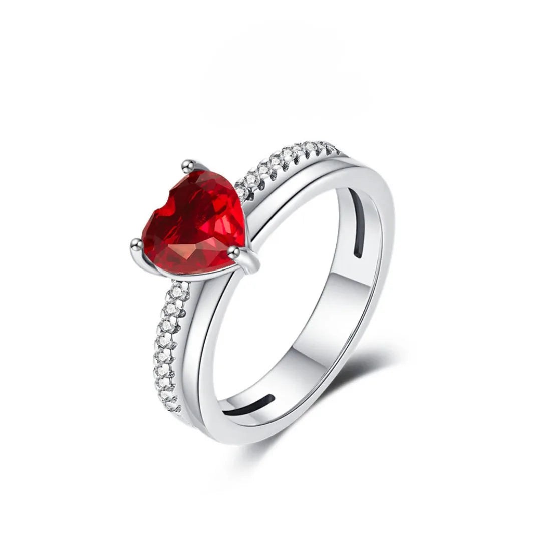 Anello di Coppia 925 Silver | Fiocco Rosa & Cuore Cristallo 2025