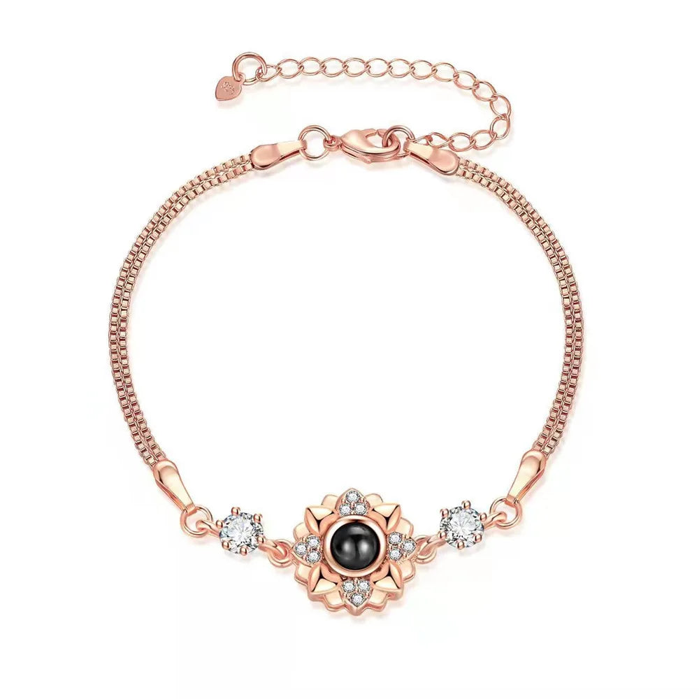 Bracciale Proiezione Foto – Cuore Zircone in Acciaio Inossidabile