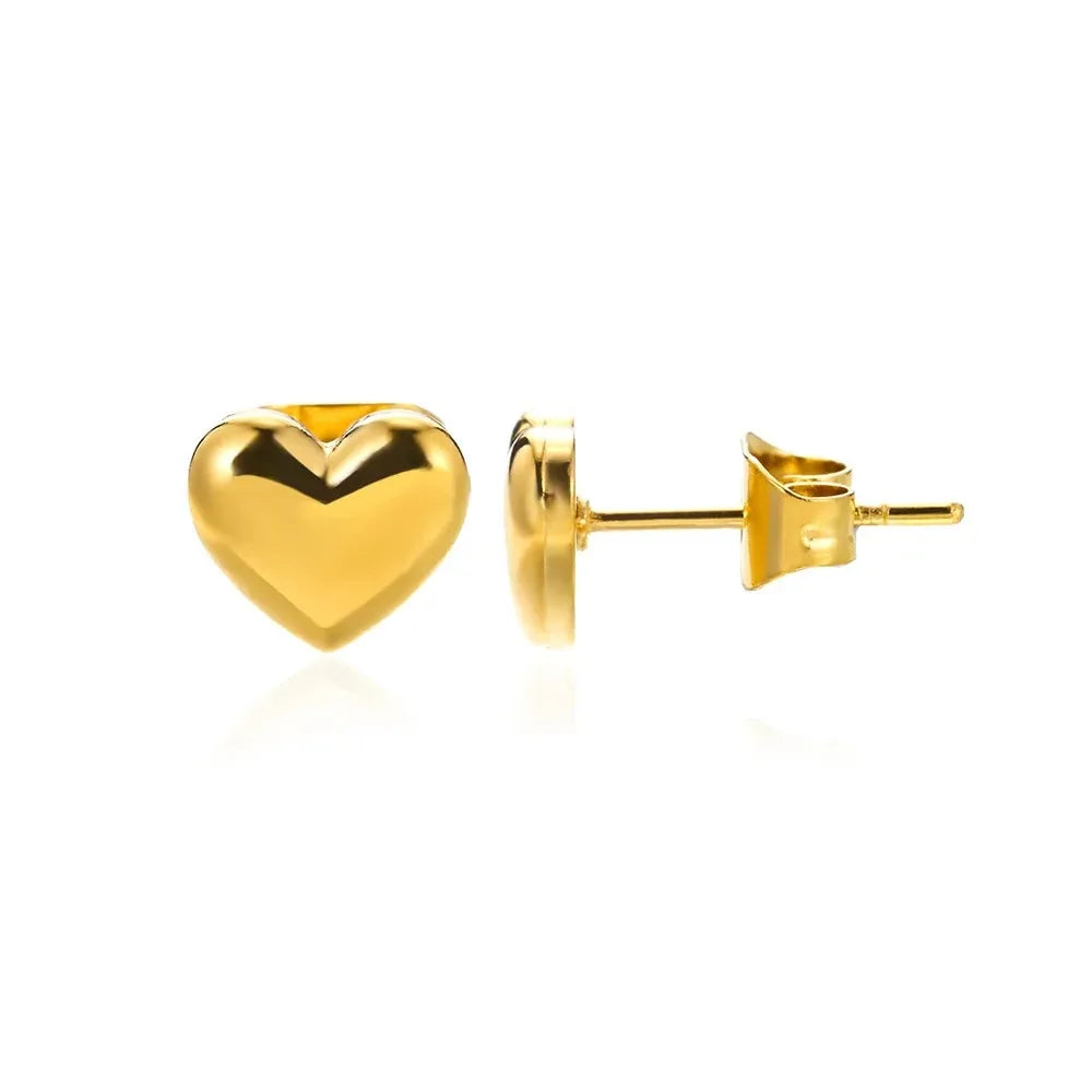 Orecchini Cuore Zircone Cavi in Acciaio Inossidabile Oro | Eleganti & Romantici
