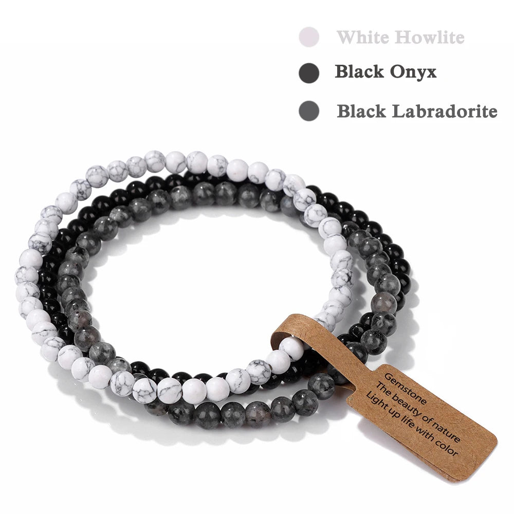 Set Bracciali Pietre Naturali Verdi – Moss Agate & Onyx 3 Pezzi