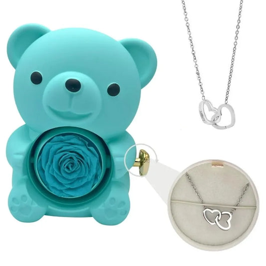 Collana Cuore Personalizzata con Nomi + Gift Box Orsetto | Regalo Romantico