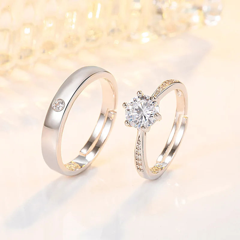 Anello Coppia Argento 925 | Zircone AAA & Eleganza Wedding