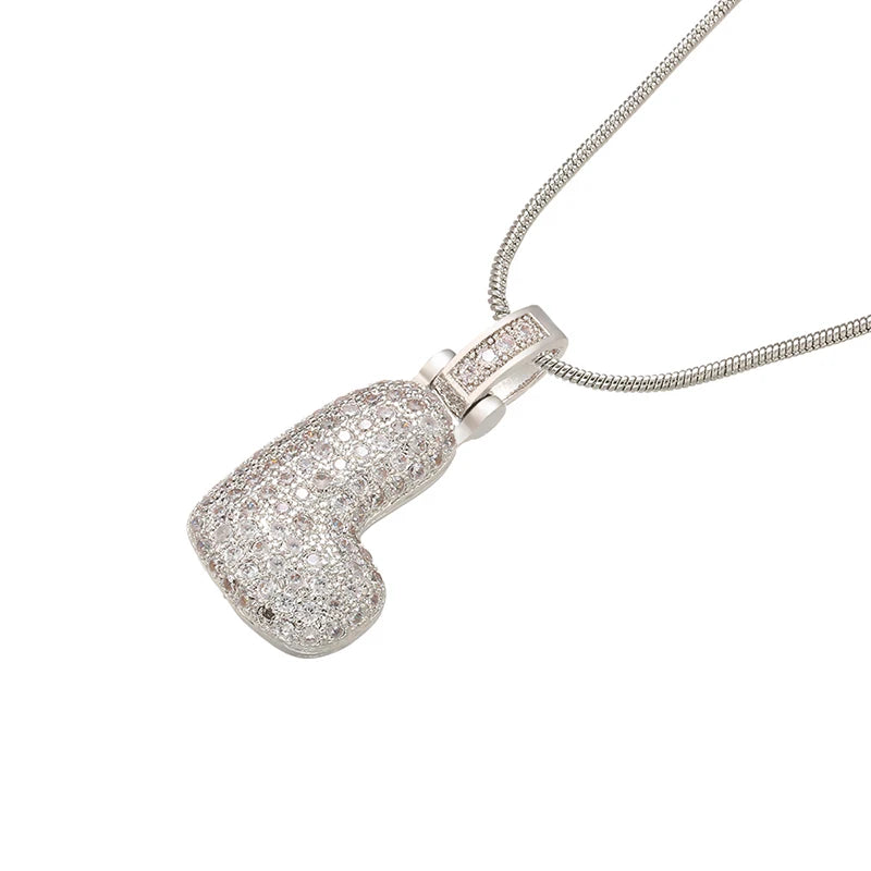 Collana Iniziale Bubble con Zirconi CZ • Silver Color • Lettera A–Z • Eleganza Personalizzata | LoveDrop™ Italia