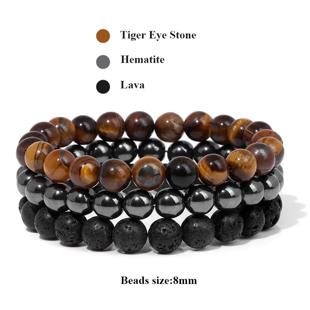 Bracciale di Coppia Distanza – Set 3 Turchese Bianca & Ossidiana