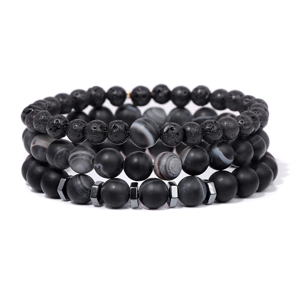 Set Bracciali Uomo – Pietra Vulcanica & Energy Protection