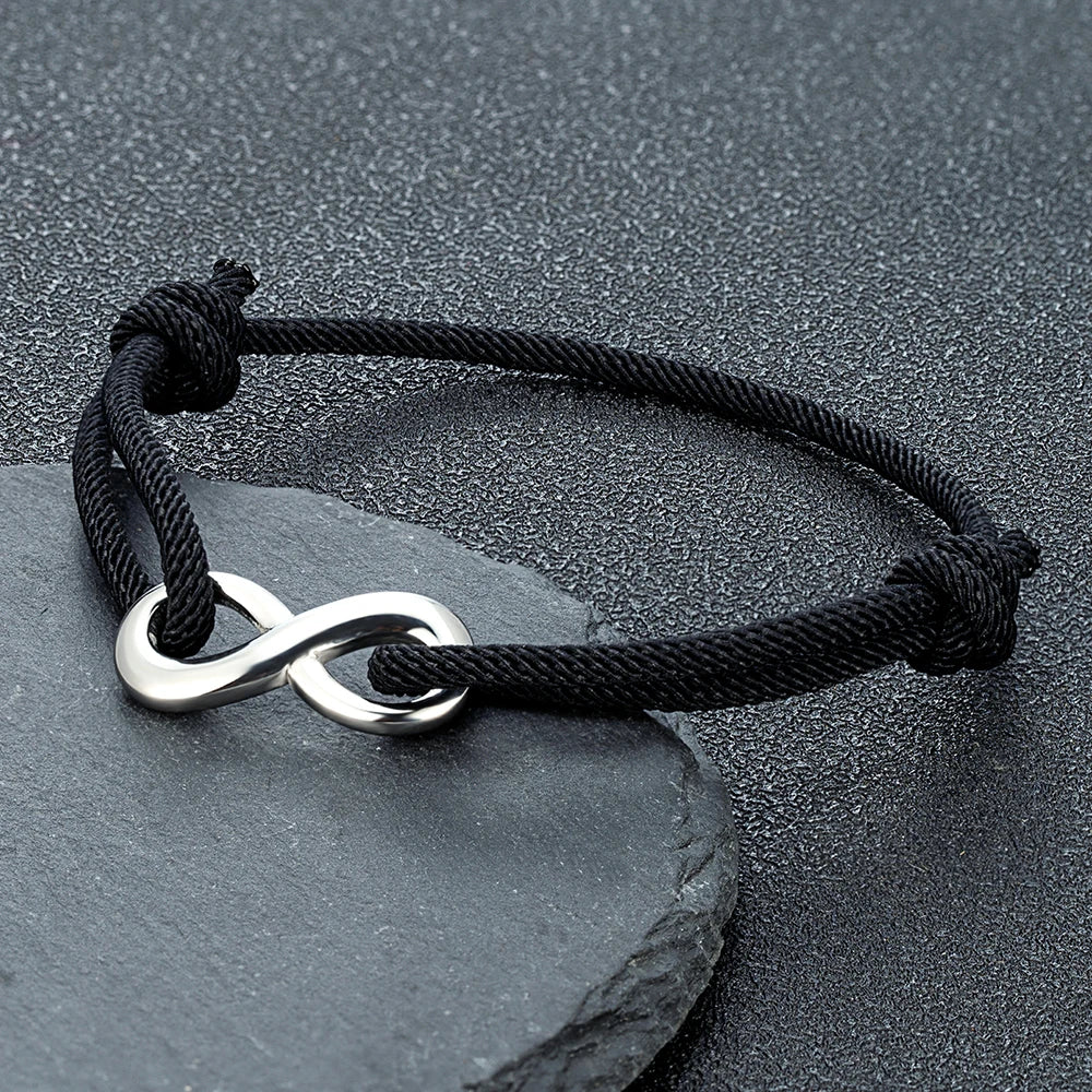 Bracciale Minimal Infinito – Acciaio Inossidabile & Cordino Regolabile