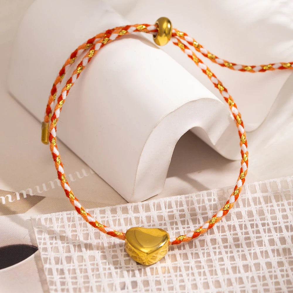 Bracciale Intrecciato Colorato – Cuore Regolabile per Coppie & Amicizia