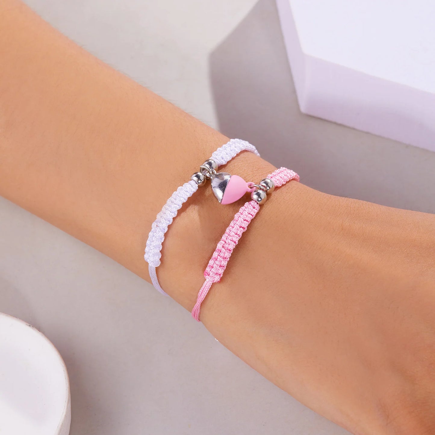 Bracciali Portafortuna Rossi – Cuore Magnetico Intrecciato Coppia