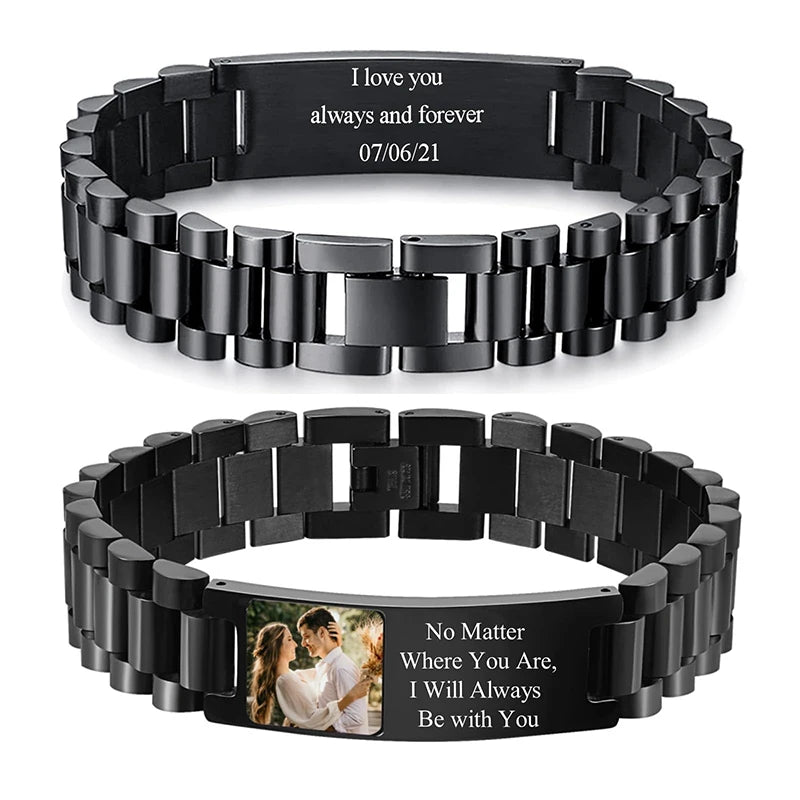 Bracciale Personalizzato Foto & Testo – Acciaio Inossidabile