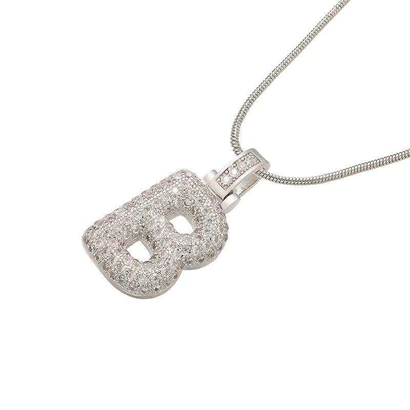 Collana Iniziale Bubble con Zirconi CZ • Silver Color • Lettera A–Z • Eleganza Personalizzata | LoveDrop™ Italia