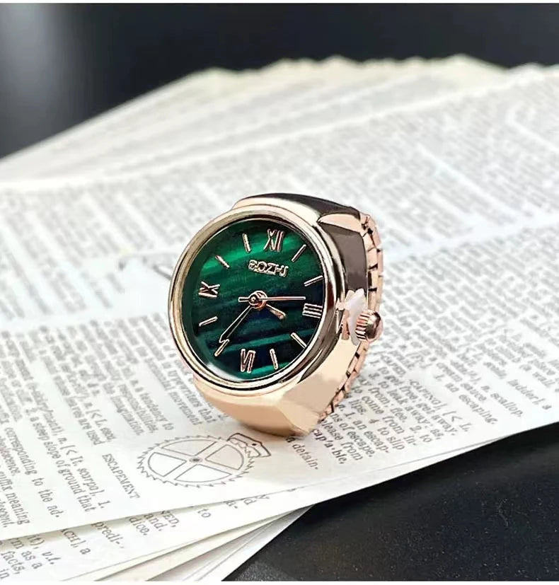 Anello Orologio Verde per Coppie – Design Creativo in Lega con Quadrante Rotondo