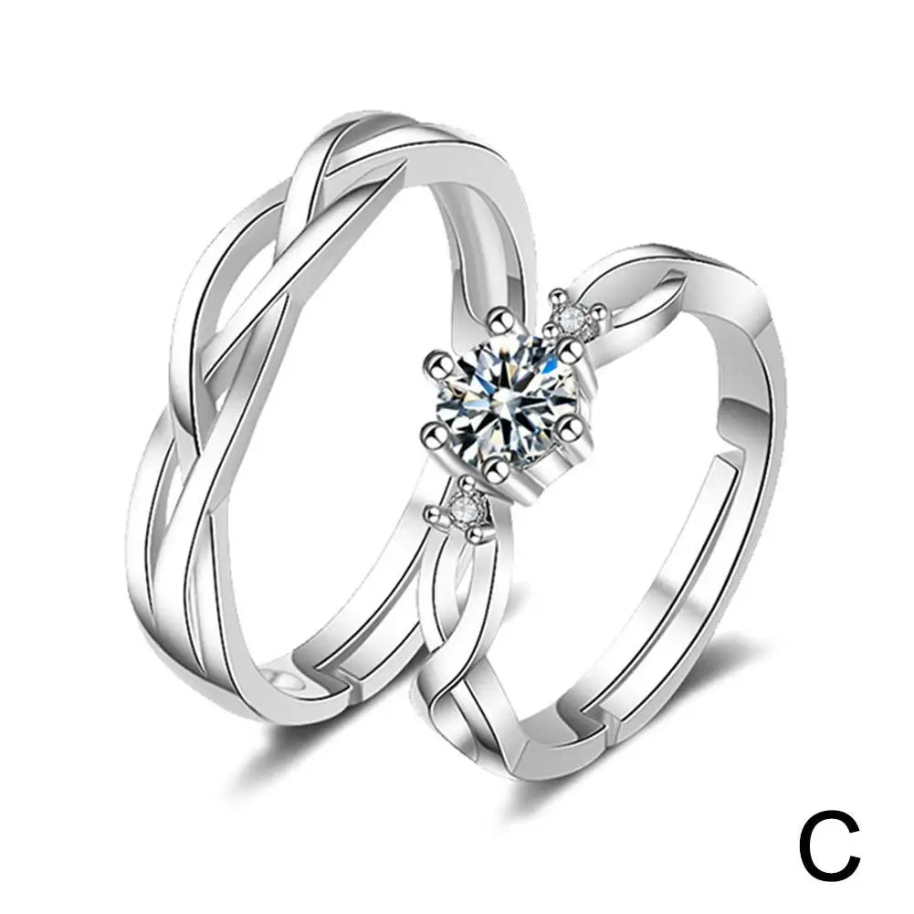Coppia di Anelli Romantici Regolabili in Argento | Stile Minimal Coreano