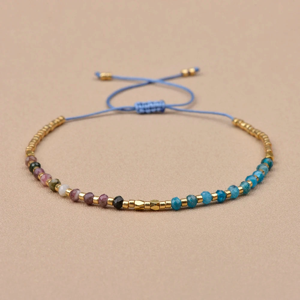 Bracciale Sottile 2x3mm in Pietra Naturale – Unisex Regolabile