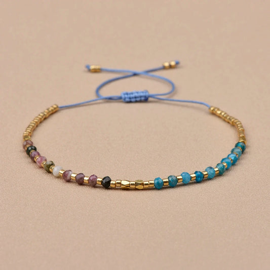 Bracciale Sottile 2x3mm in Pietra Naturale – Unisex Regolabile