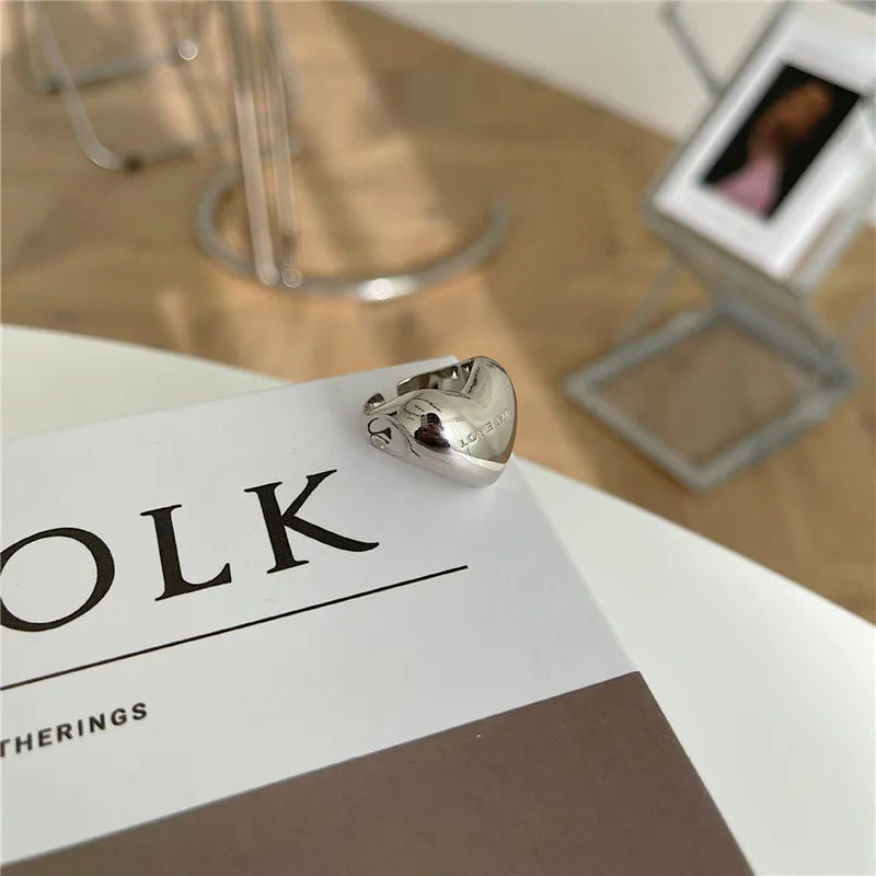 Anello di Coppia Cuore Moderno | Argento/Oro Light Luxury