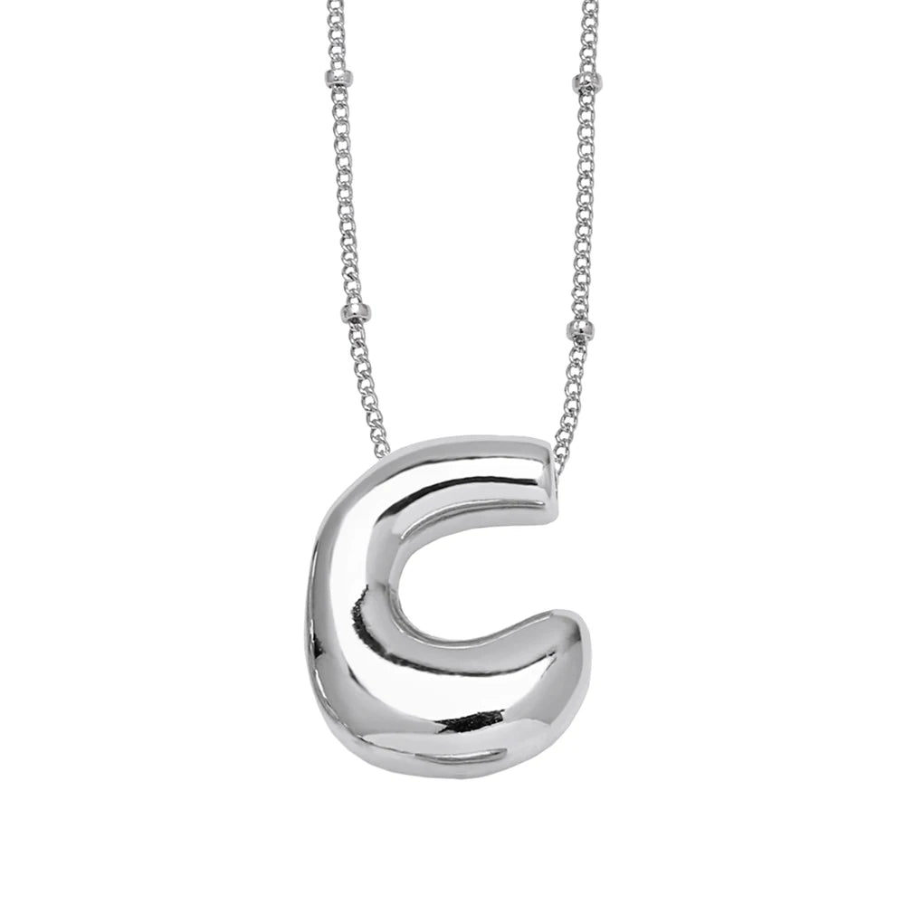 Collana Iniziale Bubble Personalizzata • Silver Plated • Lettera A–Z • Stile Romantico & Premium | LoveDrop™ Italia