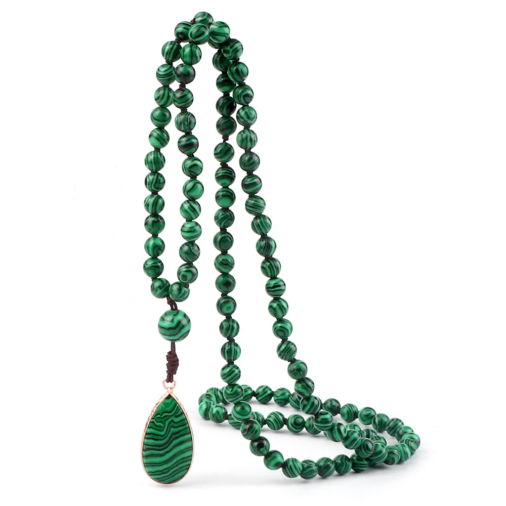Mala 108 Perle Malachite Naturale • Collana & Bracciale Yoga Unisex | LoveDrop™ Italia