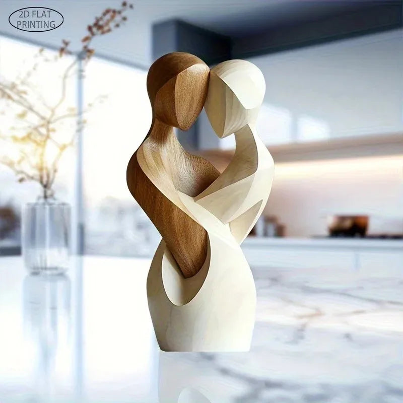 Statua in Legno Elegante “Coppia Intagliata” – Decorazione Moderna per Casa & Camera da Letto