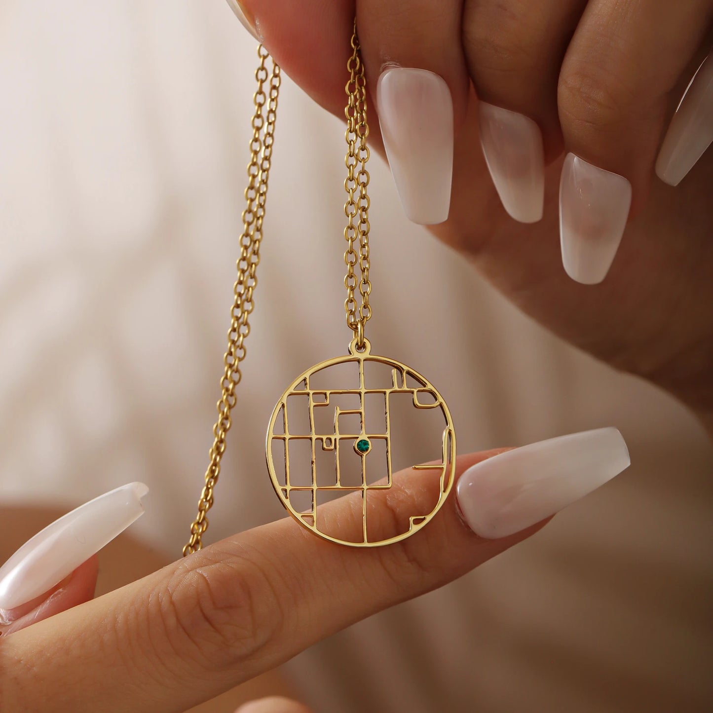 Collana Mappa del Primo Incontro • Coordinate GPS Personalizzate & Birthstone • Ricordo d’Amore | LoveDrop™ Italia