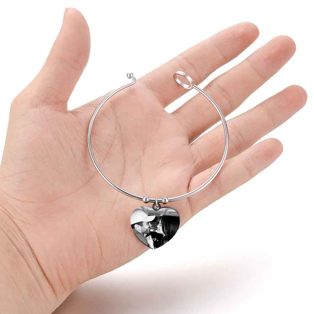 Bracciale Personalizzato con Foto & Nome – Ciondoli Famiglia e Cuore