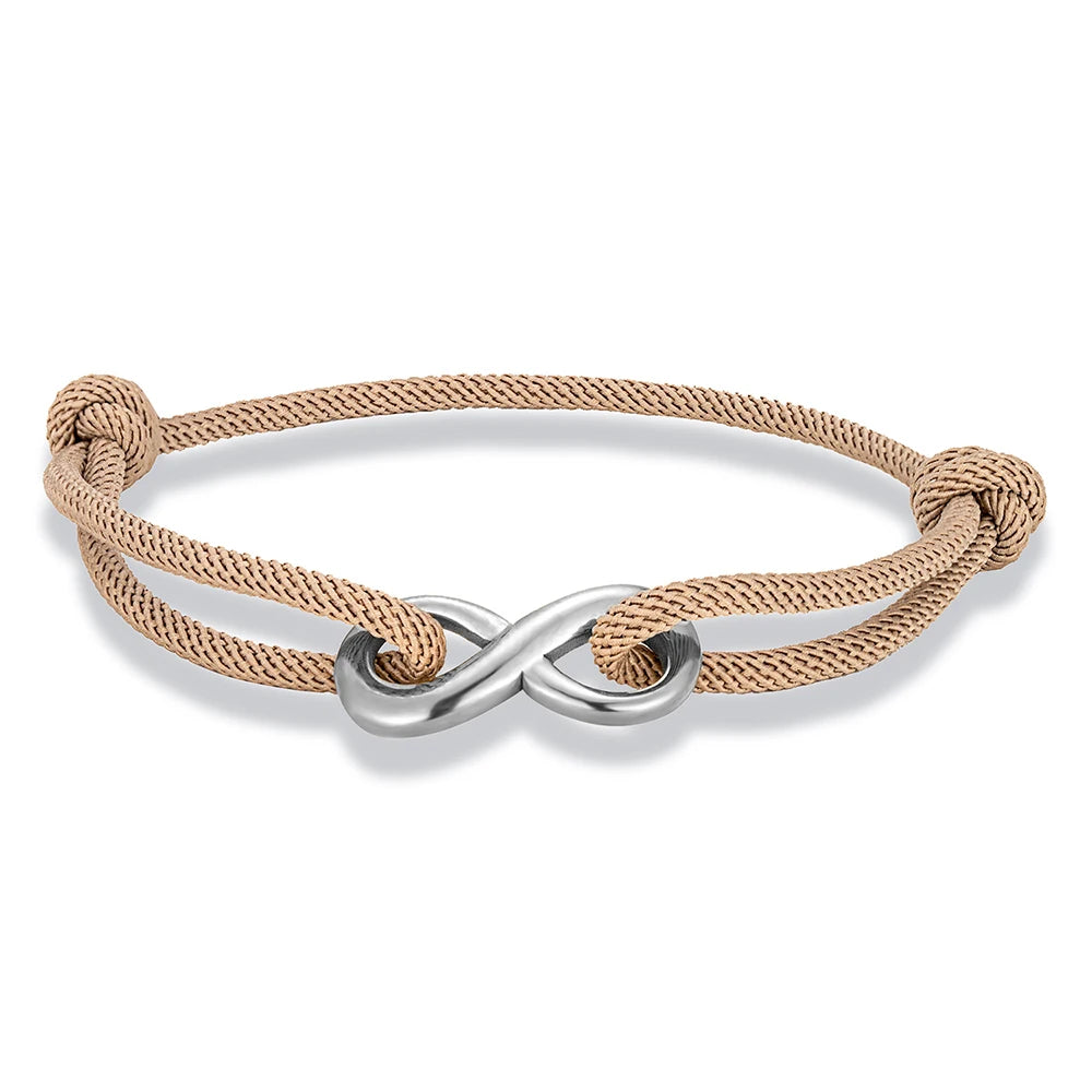Bracciale Minimal Infinito – Acciaio Inossidabile & Cordino Regolabile
